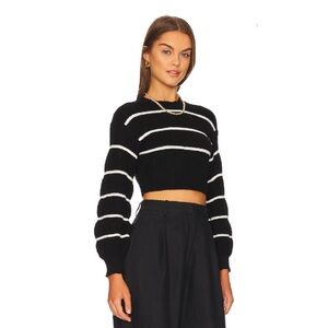 Superdown Sophia Stripe Sweater - Black/White Crop - S - Revolve